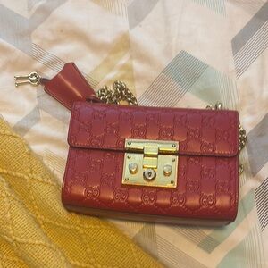 Authentic Gucci Small Padlock Guccissima Red